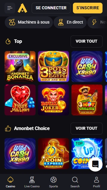 Jeux sur AmonBet Jouer Maintenant à BetAmon Live Casino pour les Français !