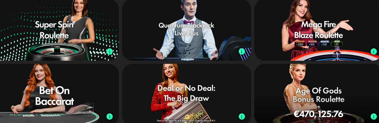 bonus Revue Jeux proposés Casino Bet365 Live
