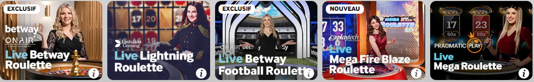 bonus Roulette en direct de mobile de Betway Casino France