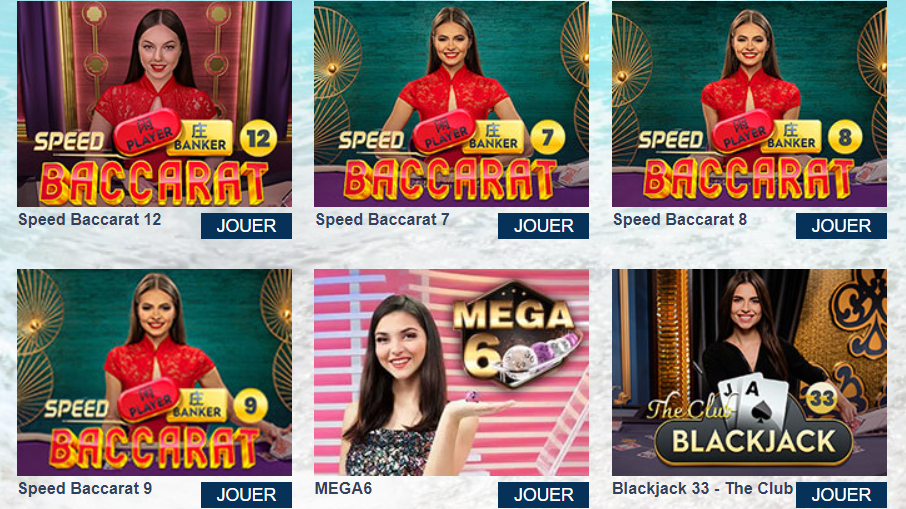 jeux Revue Jeux en Direct proposés CasinoBlu