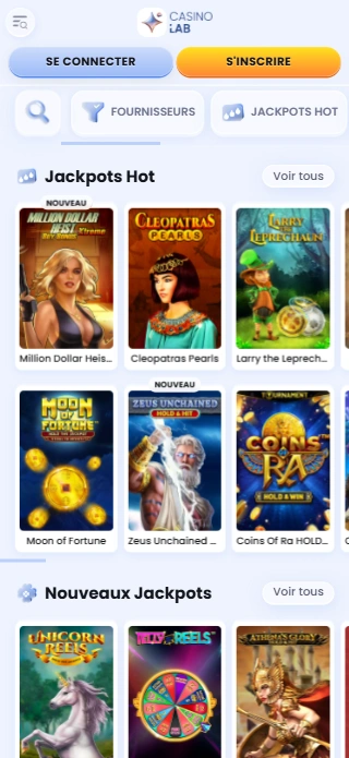 Jackpots sur CasinoLab Obtenir Free Spins au CasinoLabCasino sur Jack Pots Jeux