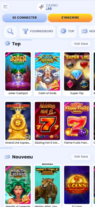Jeux sur CasinoLab Lab-Casino FR Avis avec des Top Jeux