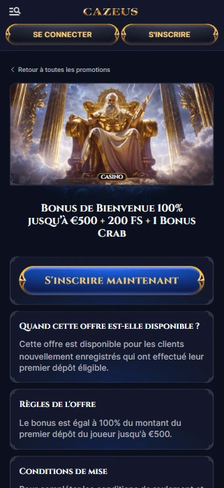 Bonus de Bienvenue sur CaZeus Profitez Bonus sans Dépôt en CaZeus Casino en Ligne