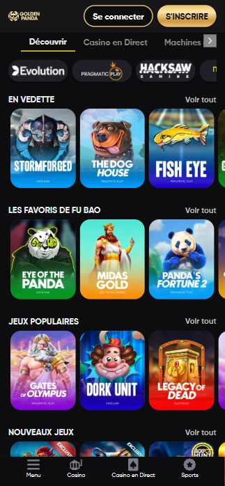 Jeux en Casino GoldenPanda Essayer de Jouer de Top Machines à Sous sur Casino Golden Panda France