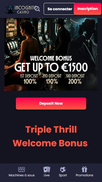 Bonus de Bienvenue au Casino Incognito Fiable Incognito-Casino Presente no Deposit Bonus en France