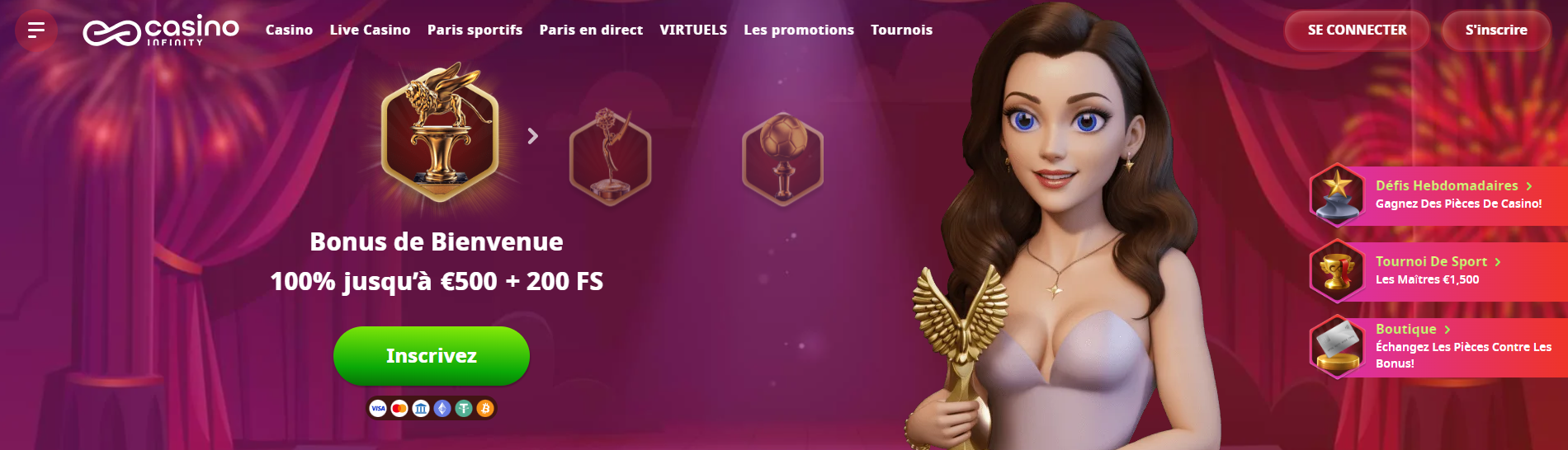 Welcome Bonus au Infinity Casino Obtenir no Deposit Bonus Après l'Inscription sur Casino-Infinity