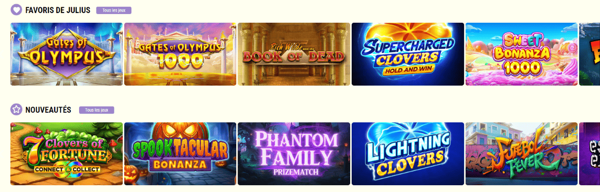 Jeux en Casino Julius Revue de JuliusCasino avec Meilleurs Jeux pour les Joueurs Français