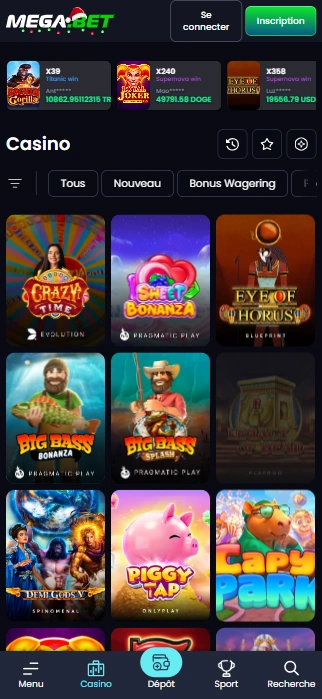 Jeux au Casino MegaBet Jouer Maintenant Sérieux Jeux au Mega Bet Casino en Ligne