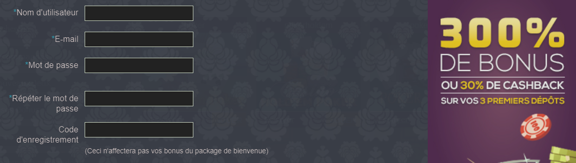 jeux Connexion au casino Mr James français