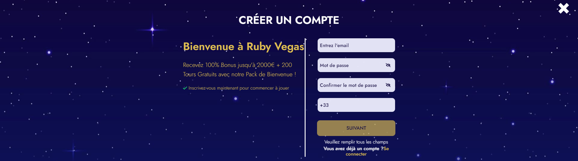 Inscription au RubyVegas Casino S inscrire et Connexion sur Ruby Vegas Fiable Casino