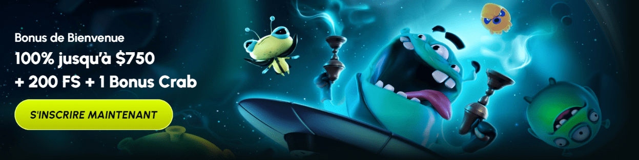 Welcome Bonus au Slotexo Casino Casino SlotExo Bonus de Bienvenue 100% jusqu’à $750 + 200 FS + 1 Bonus Crab