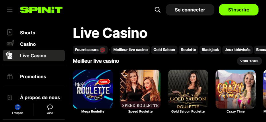 Live Casino Jeux au Casino Spinit Top Croupier en Direct Jeux au CasinoSpinit FR