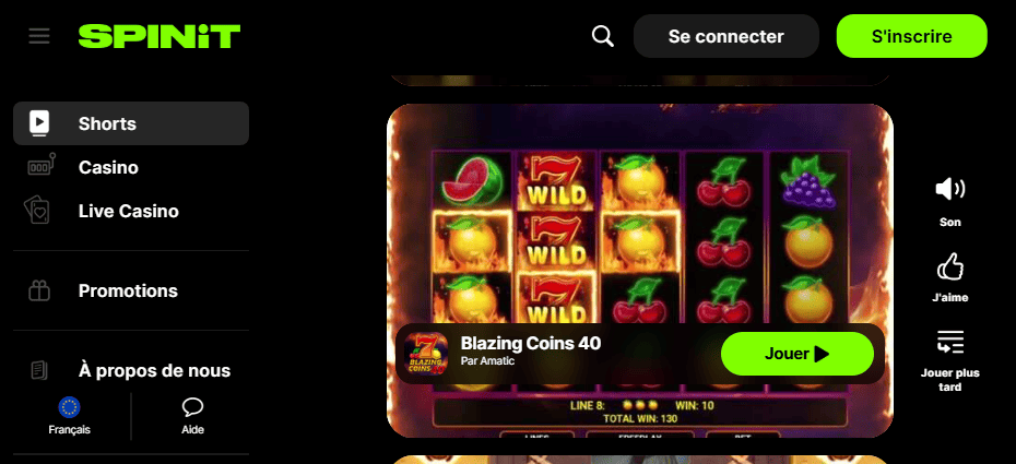 Téléphone avec Casino Spinit Mobile APP (APK) Pour les Joueurs Français en Spinit