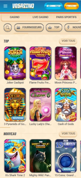 Casino Jeux sur Vegasino Essayer de Jouer VegasinoCasino avec le Plus Populaires Machines à Sous