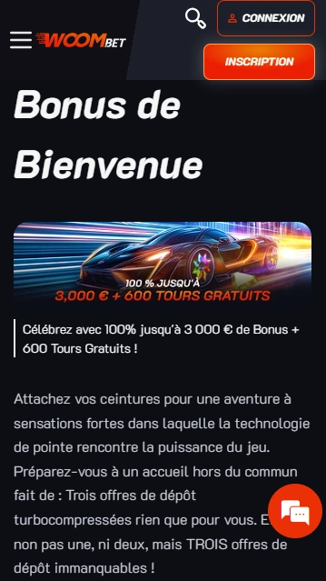 Bonus de Bienvenue sur Casino Woom-Bet Obtenir Superbe BetWoom Casino Bonus sans Dépôt Gratuit